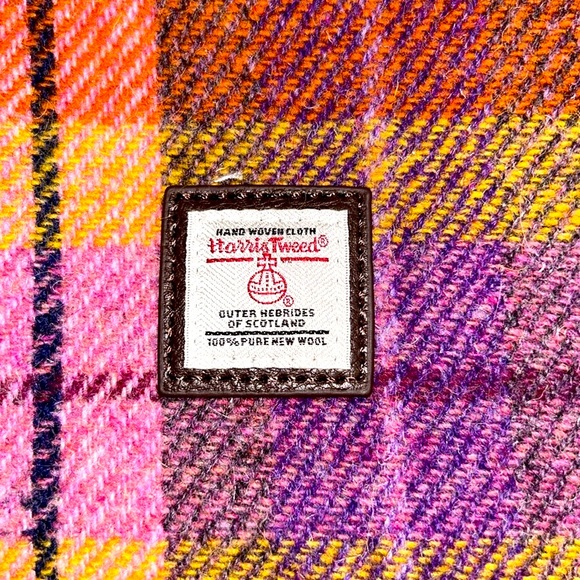 NWTS- HARRIS TWEED Vibrant Plaid Wool Shoulder Bag with Leather Strap - Picture 3 of 4
